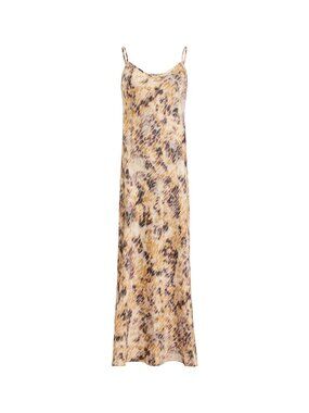 All Saints Abstract Colorful Maxi Slinky Slip Dress- Size 10